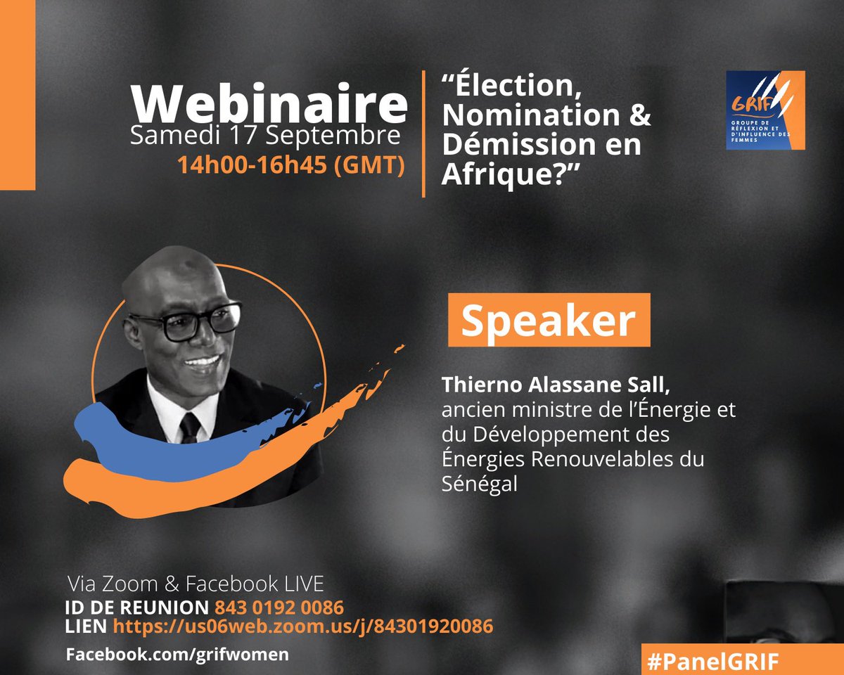 MEET THE SPEAKER | M. Sall est annoncé ce 17 Sept (TBC)! <a href="/TasOfficiel/">Thierno Alassane Sall</a> est Pdt du parti politique «la République des Valeurs», ministre des Infrastructures, des Transports terrestres &amp; du Désenclavement, &amp; ministre de l'Énergie du #Senegal, poste duquel il démissionne en 2017.