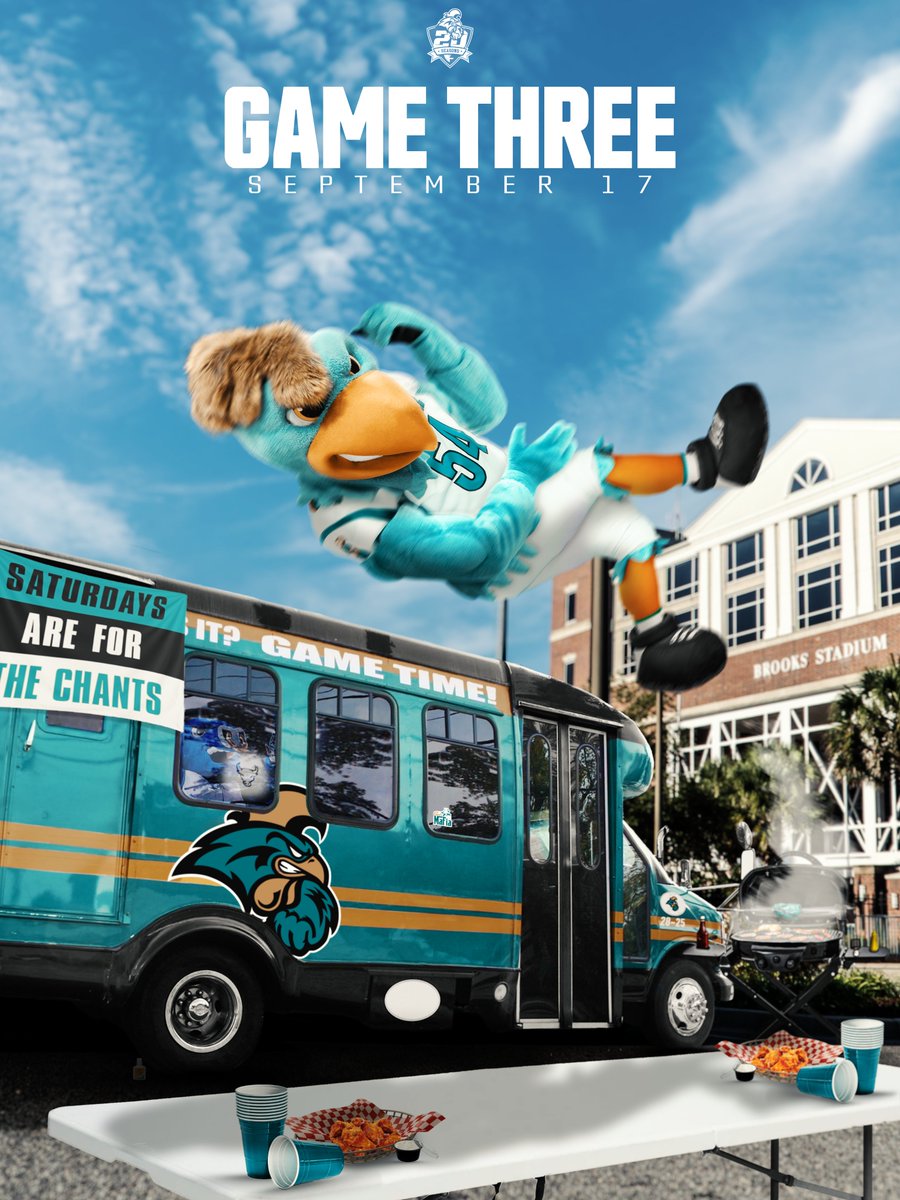 CoastalFootball's tweet image. CHANTS MAFIA IT'S A #WHITEOUT ‼️

🗓️ September 17th
🕐 1 PM EST
📍 Brooks Stadium
📺 ESPN +

#STRIKETHESTONE | #BEL1EVE | #TEALNATION