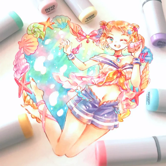 昔描いたマーメイド水着な子 