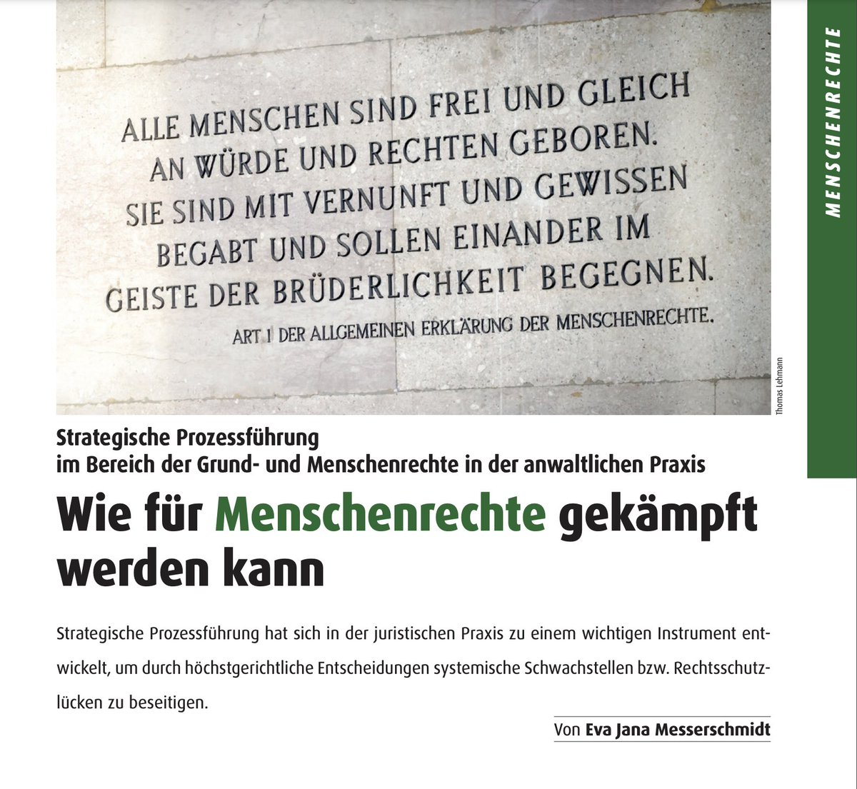 Ein neuer Beitrag im Rahmen der <a href="/WienerForum/">Wiener Forum für Demokratie und Menschenrechte</a> Kolumne in INTERNATIONAL: "Wie für Menschenrechte gekämpft werden kann" von Eva Jana Messerschmidt.
humanrights.at/2022/07/kolumn…
