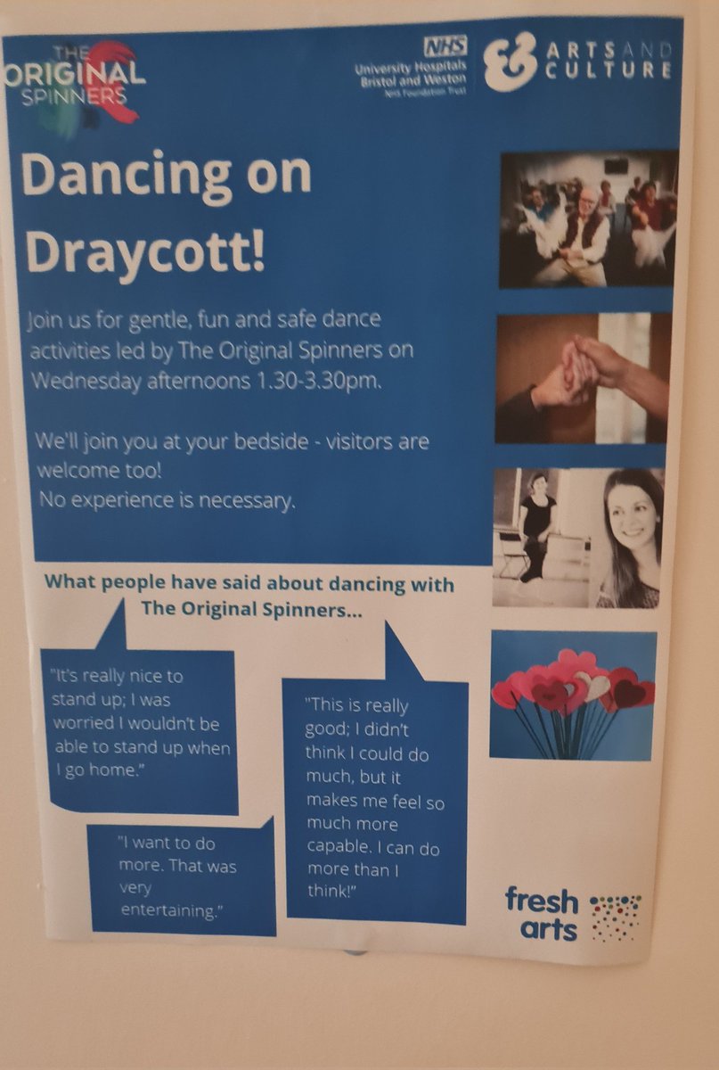 Ward accreditation assessment day @uhbwNHS (Draycott ward).Great innovation, dancing and gentle movement for dementia patients. So enjoyed by the patients. #sharingpractice @joanna_poole @claragrime @vimalsrir @SarahDodds8 @deirdre_fowler1 @ArtsUHBW @Maureen78581111