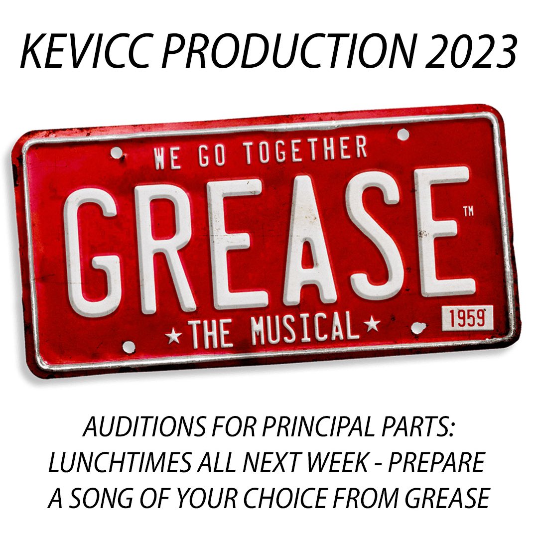Our College show this year is going to be…Grease! 🕺💃 Auditions for principal roles all next week at lunch time. Prepare a song of your choice from Grease.
 
Anyone wanting to be in the chorus, backstage or tech, come along and put your name down too! #KeepingThePromise