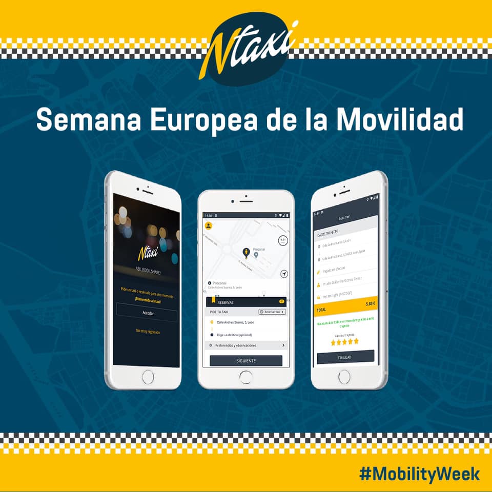 Ntaxi_'s tweet photo. ¡Feliz #SemanaEuropeadelaMovilidad! 🚕
Deja el coche en casa y muévete con Ntaxi. ¡𝐏𝐢𝐝𝐞 𝐭𝐮 #𝐭𝐚𝐱𝐢 𝐚𝐡𝐨𝐫𝐚!
📲 https://t.co/xFw44CwlGK
📲 https://t.co/OO388ADhaQ
#SEM2022 #MobilityWeek #Mejorentaxi #ntaxi #app #sostenibilidad #sustainability #SemanaDeLaMovilidad https://t.co/jArlcy9iuj