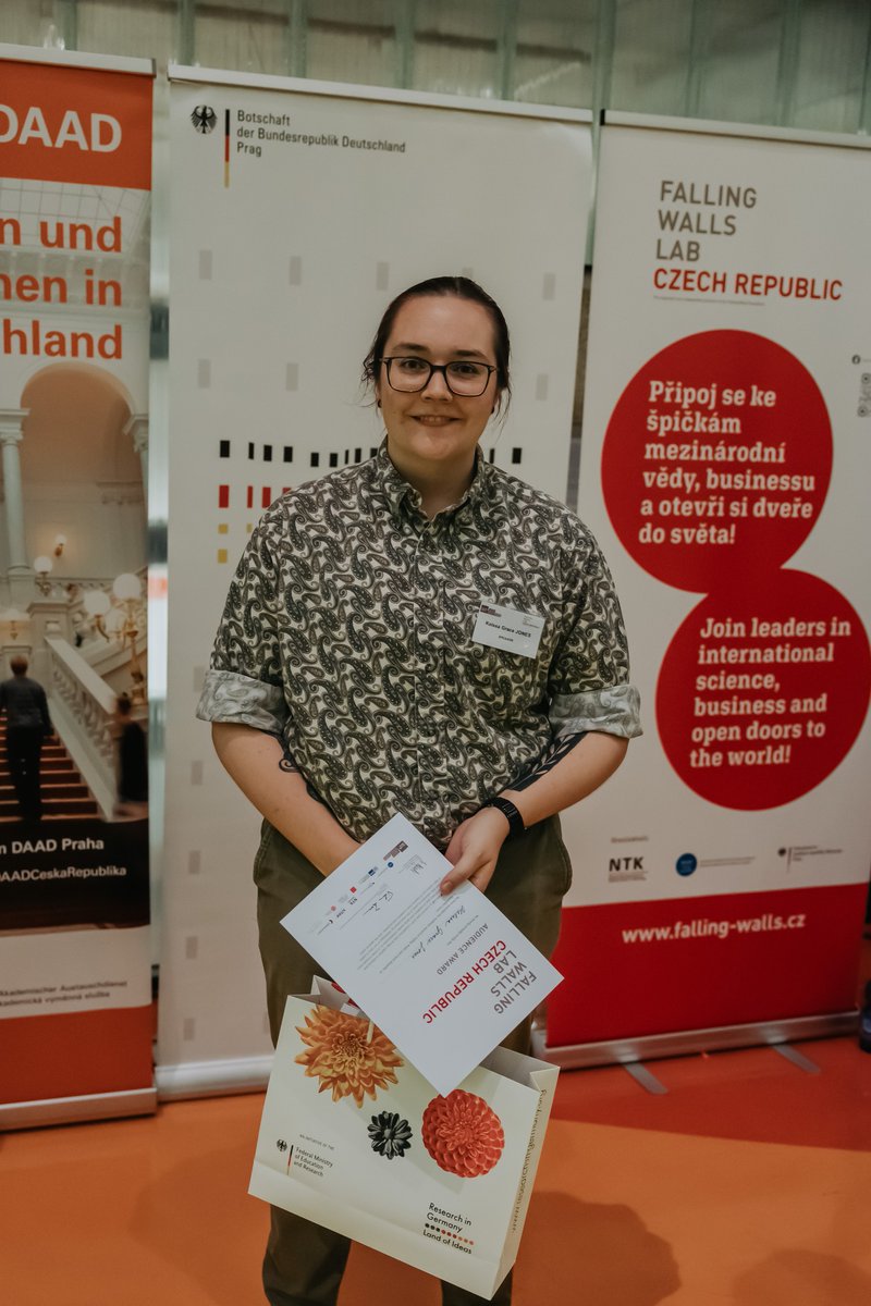 IOCBPrague's tweet photo. Kelsea Grace Jones from the Coordination Chemistry group at @IOCBPrague @CzechAcademy received the audience award at the finale of #FallingWallsLabCZ - congratulations! https://t.co/RcCZJ3OEtG