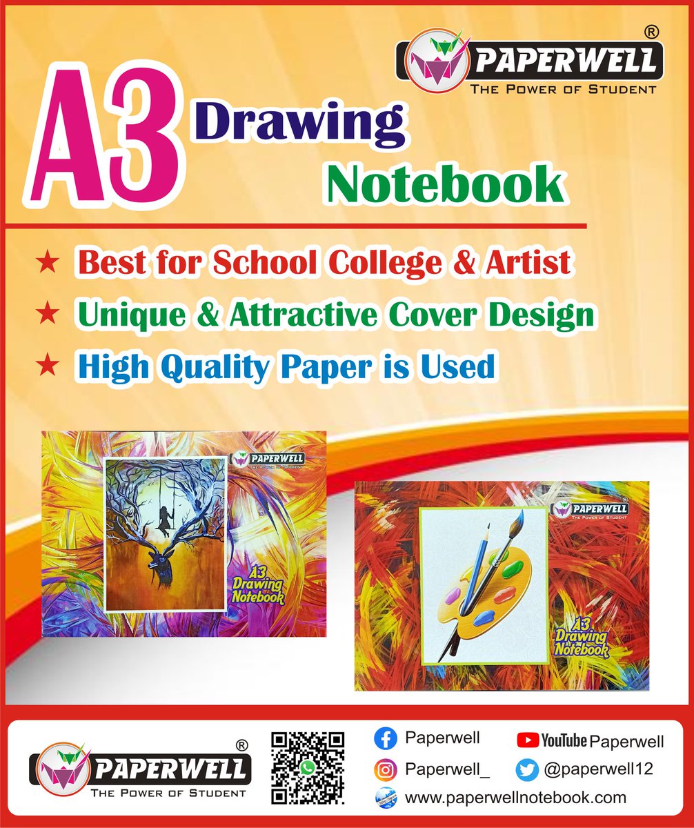 paperwell12's tweet photo. Enhance your creativity with PAPERWELL drawing notebook
We Are PAPERWELL
We Are "The Power Of Student"
#paperwellnotebook #paperwell #a3 #drawingnotebook #drawing #paperwellproducts #stationeryindia #madeinindia #trendingproducts https://t.co/gGeBaA2P2b