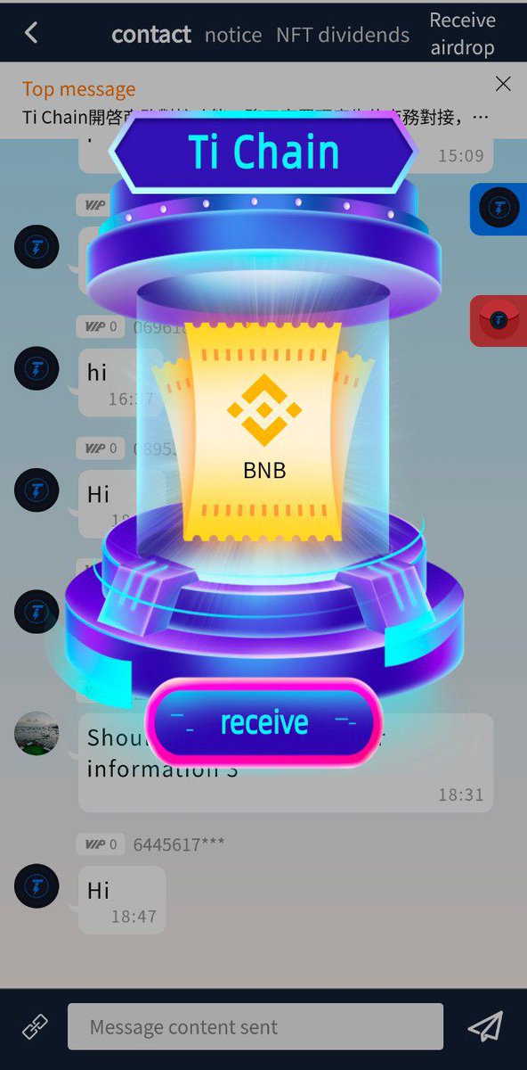 TiChainApp's tweet photo. 🔵 Ti-Chain (Ti) #MINING ⛏️ APP
✅ #Ti-Chain REGISTER LINK-👇
https://t.co/wBx0w4Rs2V
🔘 HOW TO RECEIVE FREE #AIRDROP IN #TiChain 👇
👉 OPEN COINCIRCLE TAB > SOCIAL CONTACT > select Language > click on RECEIVE AIRDROP
🎁 I got 0.00056 #BNB as reward😱
#TI #Ti #Titaniumchain https://t.co/xfRxJtppRL