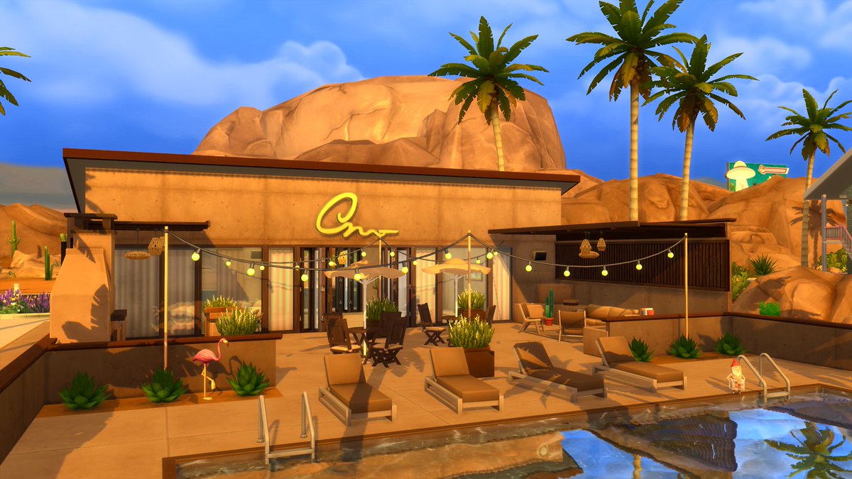 BrockTheGaymer's tweet photo. Welcome to The Desert Luxe Public Pool! Come for a dip, or grill some BBQ ribs! ☀️🌴 @TheSims #TheSims4 #DesertLuxeKit #ShowUsYourBuilds https://t.co/eiFZvLBhQd