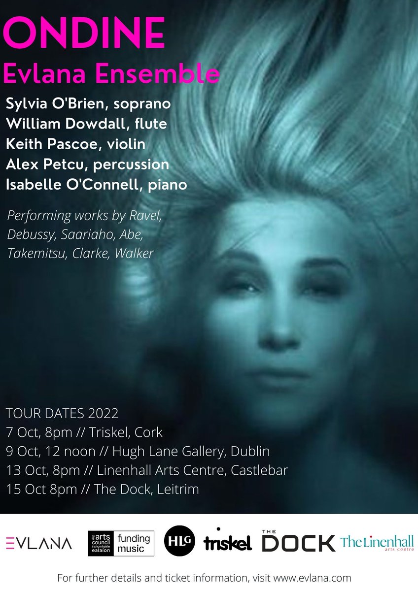 We're delighted to be going on tour around Ireland this October with thanks to @artscouncil_ie performing in @TriskelCork @TheHughLane @LinenhallMayo & @thedockarts Tickets: evlana.com/upcoming-events
