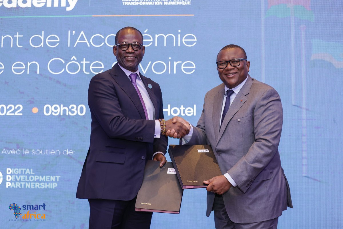 RealSmartAfrica's tweet photo. L'académie numérique de Smart Africa a officiellement été lancée en Côte d'Ivoire aujourd'hui. A cet effet, un protocole d'accord a été signé entre l'Alliance Smart Africa et le Ministère de la Communication et de l'Economie Numérique de Côte d’Ivoire. https://t.co/9ZqieYoG0i