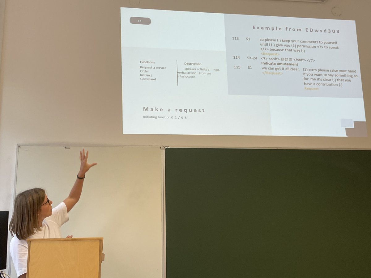 BierbaumerLisa's tweet photo. Is there an annotation system for pragmatic functions in ELF interactions? ⚙️🗃️💻No, but my colleague @RieglerStefanie is working on that and just presented her first taxonomy at #BICLCE2022 - well done!😍 👏👏👏 https://t.co/EEYGYrDETE