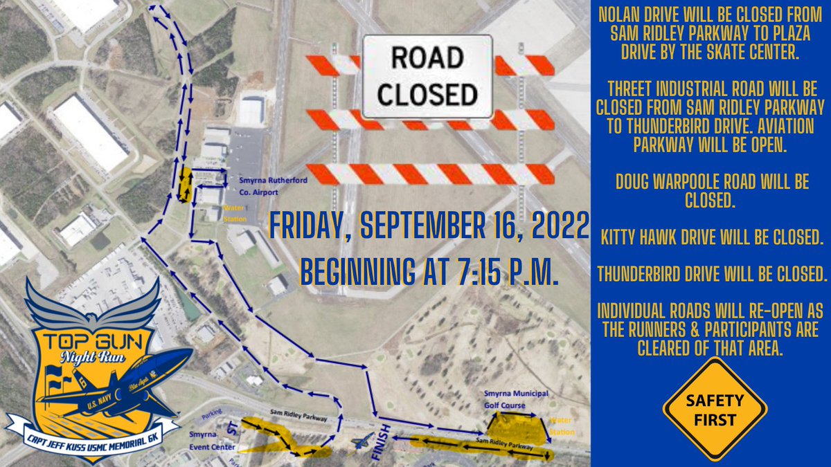 2022 Top Gun Night Race traffic information.