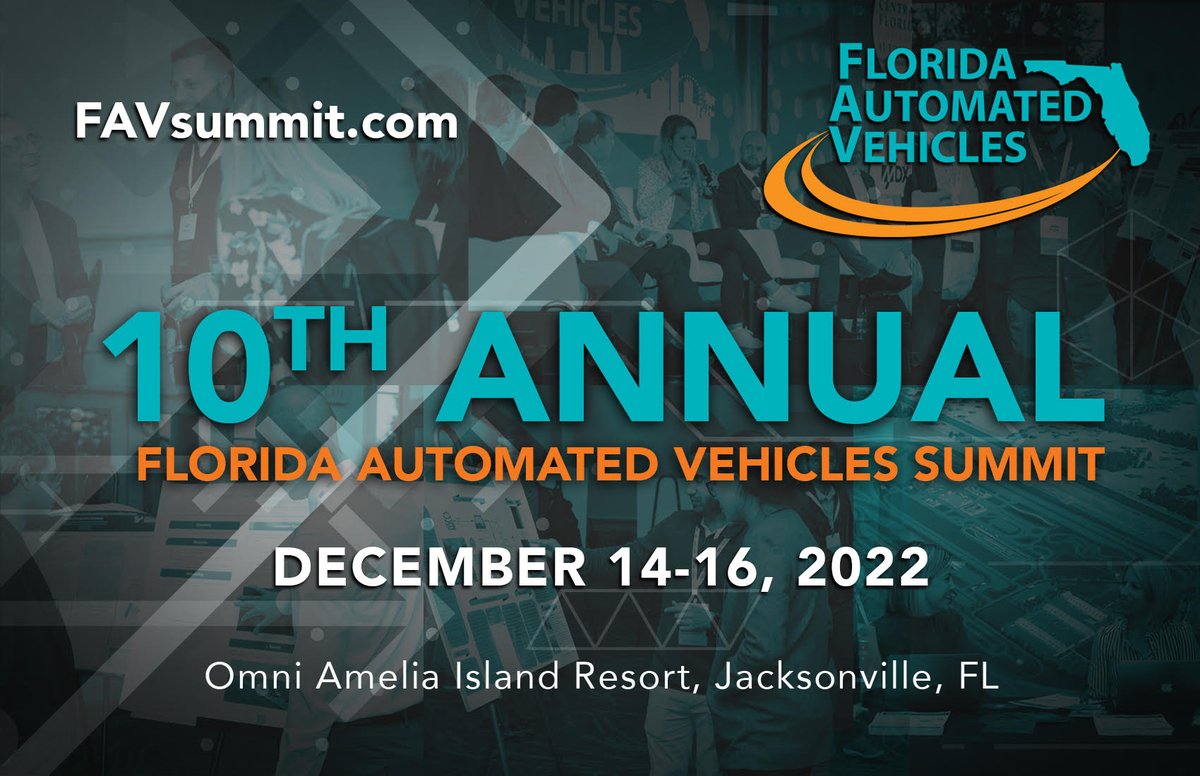 Florida's approach to autonomous, shared, electric and connected vehicles has been welcoming with a pro-business regulatory climate. Find out more at the 2022 FAV Summit! <a href="/FloridaSummit/">Florida Automated Vehicles Summit</a> <a href="/Tampa_CV/">THEA Connected Vehicle Pilot</a> <a href="/JTAFLA/">Jacksonville Transportation Authority (JTA)</a> <a href="/teamfl1/">TEAMFL</a> <a href="/CFXway/">CFX</a> @MDXway #2022FAVSummit bit.ly/2ORHybc