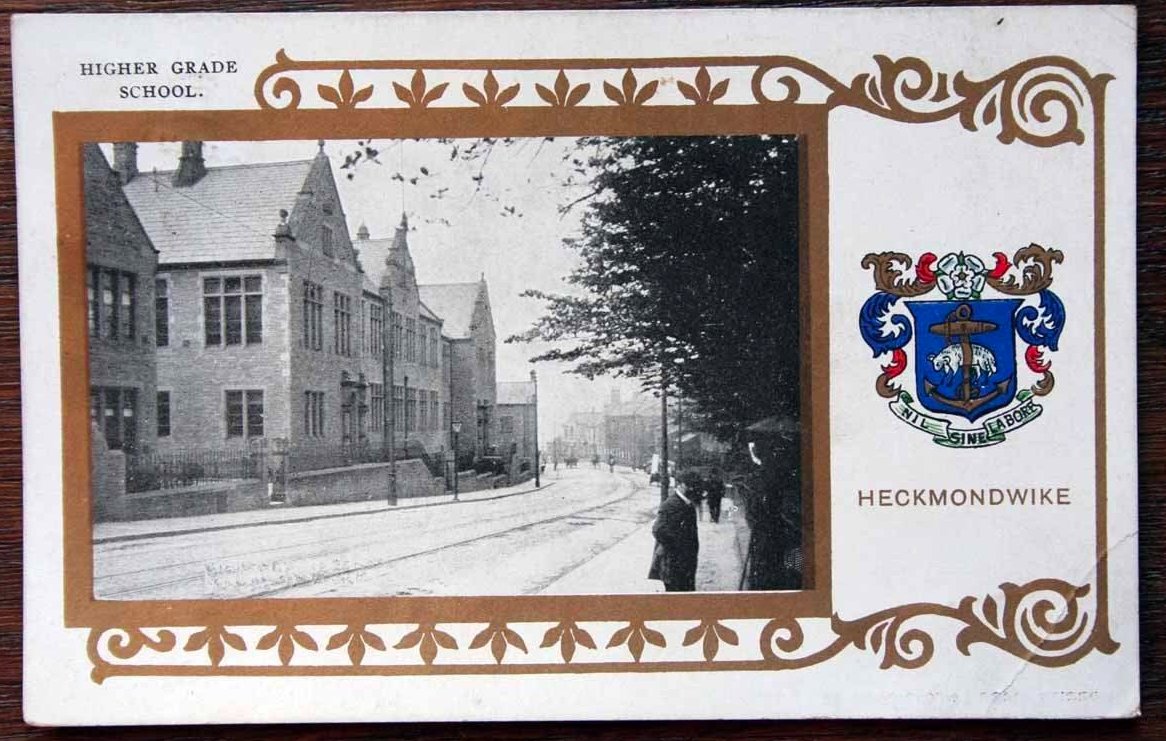 An old postcard of a young <a href="/HeckGrammar/">Heckmondwike Grammar School</a>, seemingly before the days of the famous gold badge.