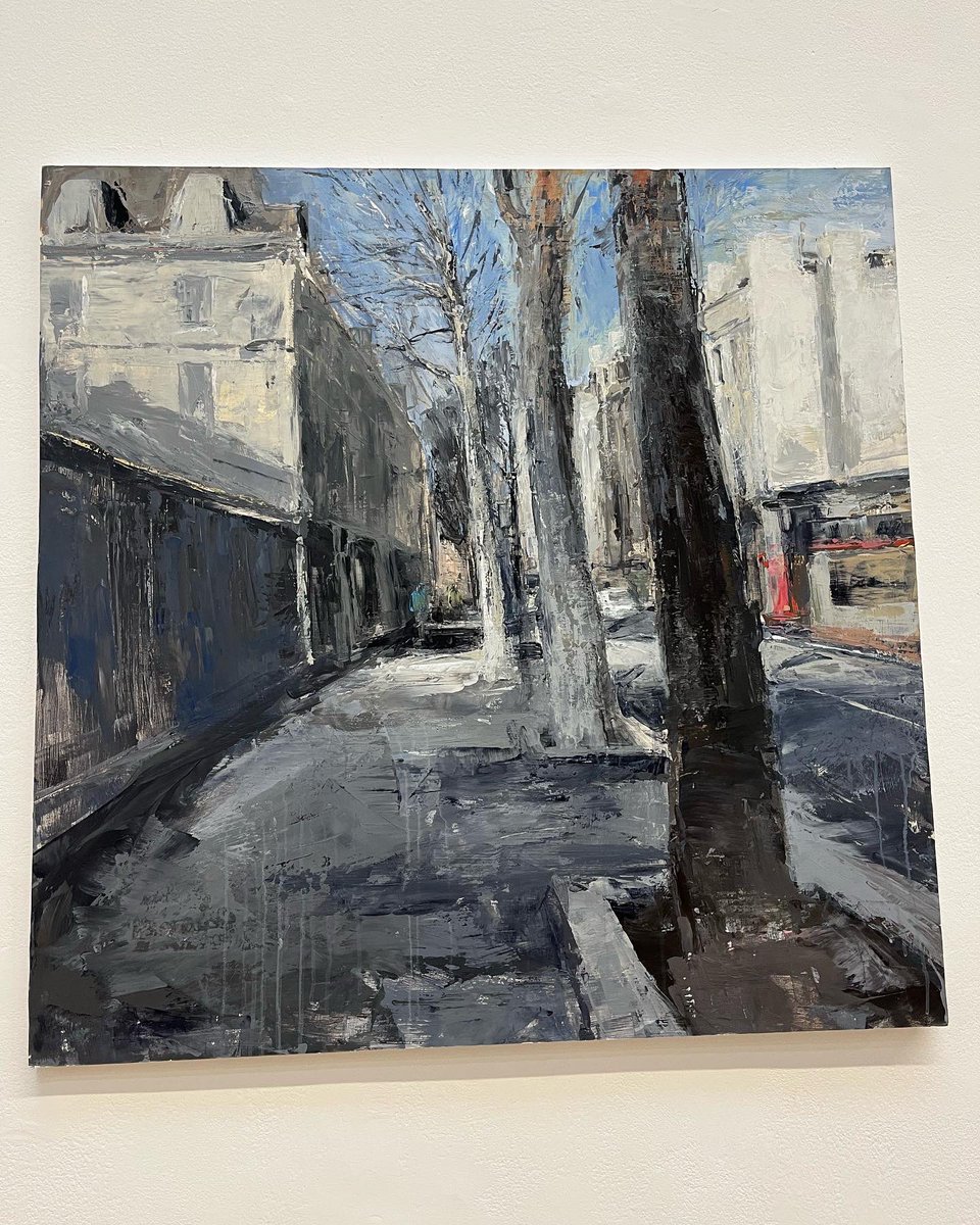 DunleavyBernard's tweet photo. There’s much to admire in the painterly seascapes and river scenes by Donald Teskey hanging in his knockout show - Decade - at the RHA. But my favourites were these filthy streets of Paris: they’re as dirty as a Frenchman. #DonaldTeskey #RHA @Donald_Teskey @RHAGallery https://t.co/nJvdmgOBah