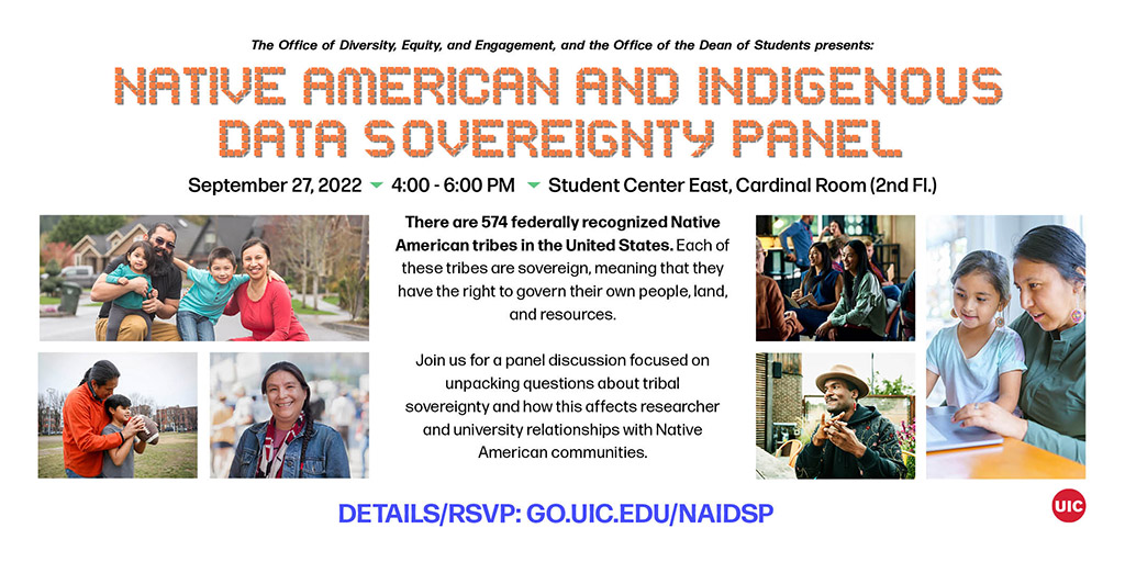 UICnews's tweet photo. Join us Sept. 27 for a panel discussion on tribal sovereignty and the effects on researcher and university relationships with Native American communities. Details: https://t.co/OtjT3mnMlB https://t.co/kbKZNa4NHe