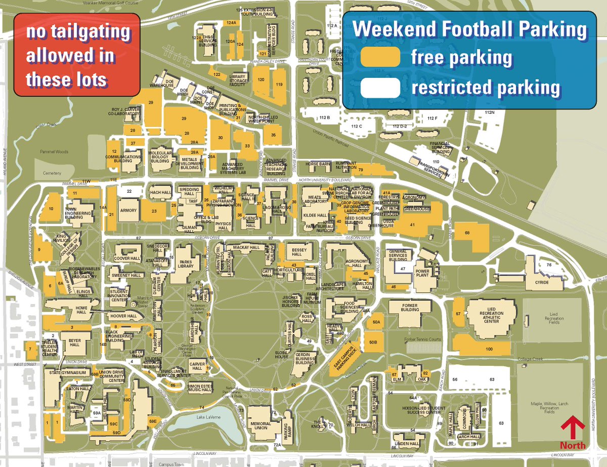 ISUPD's tweet photo. Trying to find a place to park for the game this weekend? Check out this map for free parking on campus! Please note, tailgating is NOT ALLOWED in these lots. Tailgating is limited to the designated lots surrounding Jack Trice Stadium. https://t.co/d8rjYXrLfk