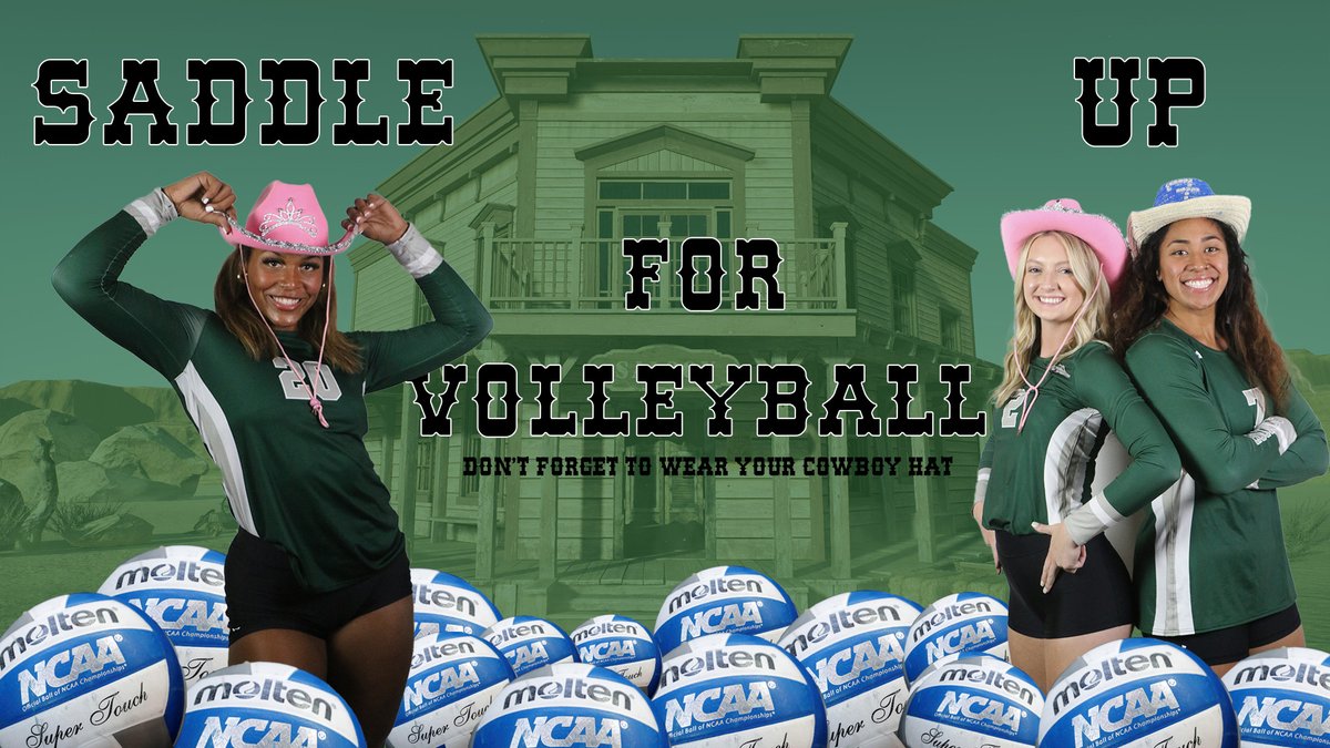 ENMUAthletics's tweet photo. Yeehaw! 🤠
Greyhound Arena is the place to be this weekend 🏐

#ALLIN #ENMU https://t.co/hrMGTQX1CY