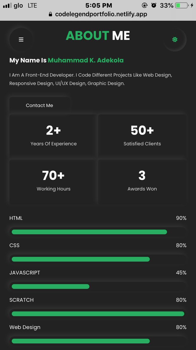 MuhammadAdekola's tweet photo. Check it’s my portfolio website.

It comes with a dark theme 

https://t.co/dnnGgF3wa7 https://t.co/QzfTgqUAlX