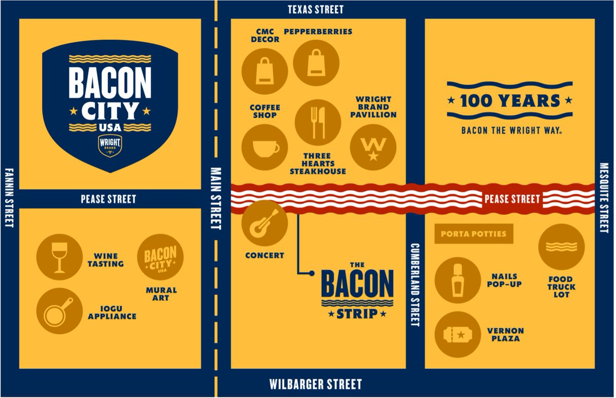 Bacon City, USA, is ready for you! 🥓🇺🇸 From bacon manicures to bacon-topped donuts, come celebrate 100 years of Wright Brand in our hometown of Vernon, Texas, on Friday, Sept. 16! ➡️ baconcityusa.squarespace.com