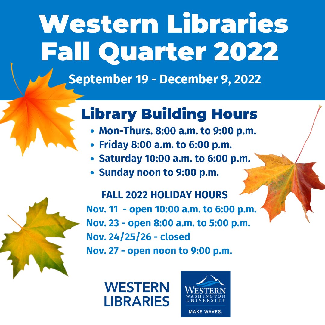 WWULibraries's tweet photo. Starting Mon. Sept. 19, 2022, the Wilson north entrance to the library will be open again, and the Haggard and Wilson buildings of Western Libraries will move to their regular fall quarter hours. https://t.co/wrBH95IV0U #WWU #WWULibraries https://t.co/ocRzD9V7tP