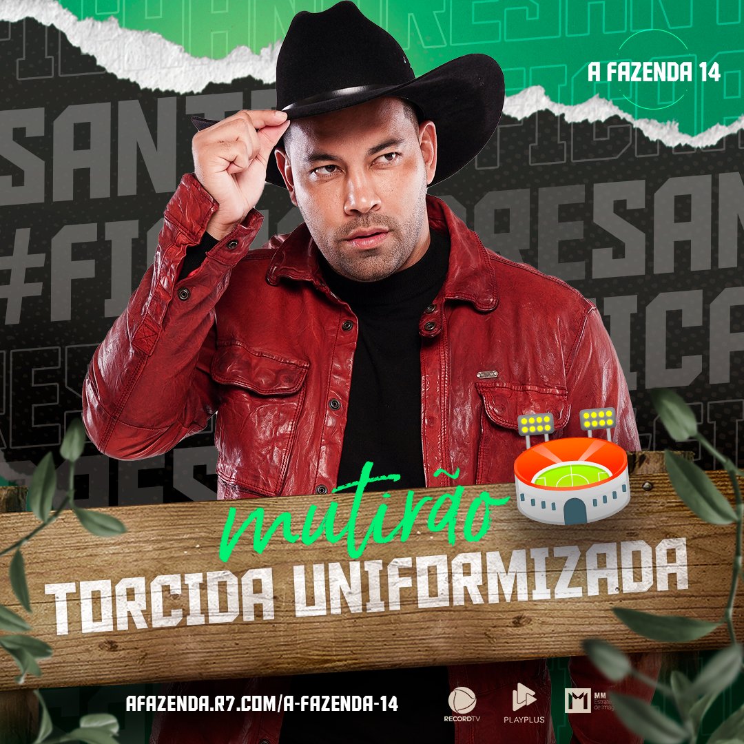 🏟 MUTIRÃO TORCIDA UNIFORMIZADA INICIADO 🏟️
 
📲 A cada 20 votos, comente um EMOJI
 
🎯 Meta: 1.000 VOTOS POR PESSOA
 
⏰ ENCERRA 19H
 
🚨 O voto é para SUBIR, votem no ANDRE SANTOS
 
✅ Bateu a meta? DOBREM A META!
 
💻 Link: afazenda.r7.com/a-fazenda-14

#SobeAndreSantos