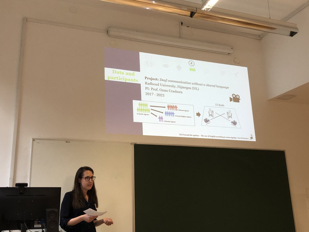 RieglerStefanie's tweet photo. What's ELF in cross signing communication? 👉😲 ... Amazing insights into the use of English mouthing in initial cross signing encounters by fellow PhD student @BierbaumerLisa at #BICLCE2022! 👩‍🏫🤓 Congrats! 👏🙌 https://t.co/zh5tOKb3Kr