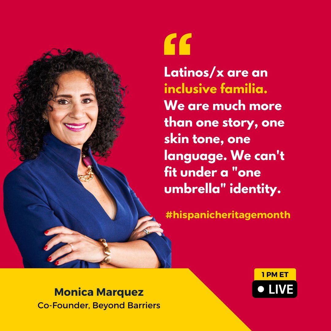 🔥 Catch <a href="/themmarquez/">Monica Marquez</a> LIVE at 1pm ET celebrating #HispanicHeritageMonth. Monica will discuss how to raise visibility within Latino/x communities and develop the next generation of #Hispanic leaders. 

Join here: bit.ly/3UfIVlW

#HHM #HLHM #latino #latina #latinx