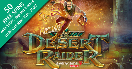 Everygame Casino Giving 50 Free Spins on New Desert Raider with Expanding Wilds and Morphing Symbols