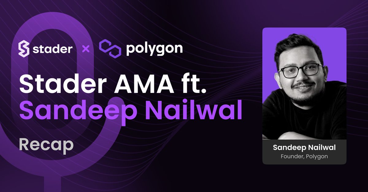 stader_polygon's tweet image. Dear @0xPolygon fam:

Thank you for the stunning support for our AMA

We chatted with the Co-founder of Polygon,  @sandeepnailwal 

hosted by @Crypto_Texan, covering

✔Future of Liquid Staking
✔Staking + DeFi yield
✔Carbon neutrality 

And more 

🧵👇