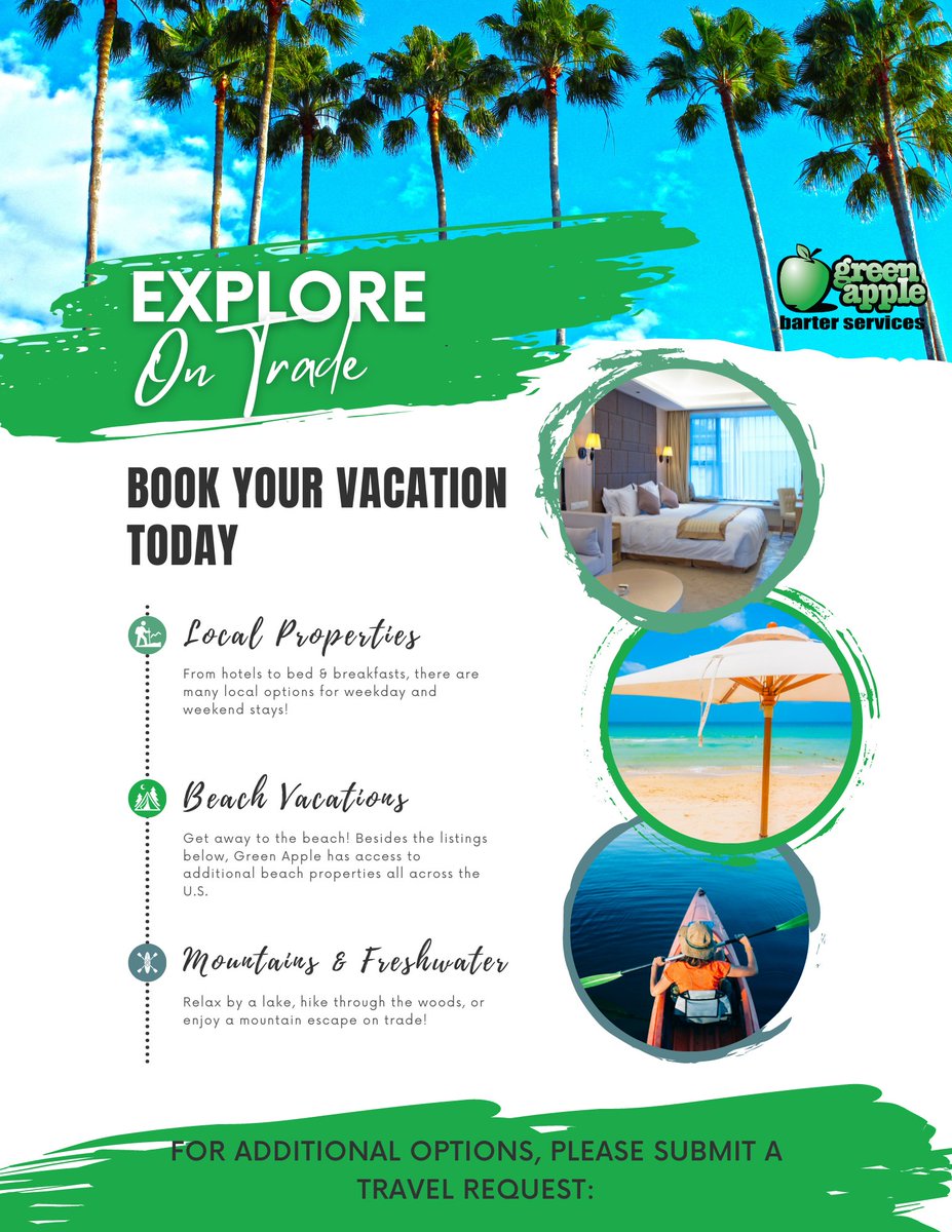 GreenAppleBrter's tweet photo. There are endless vacations available on trade!

#greenapple #barterisbetter #tradeforit #pittsburghbusiness #pittsburgh #pittsburghpa  #savecash #increasesales https://t.co/hJpZ1MZlqF https://t.co/OQMPLYvcJy