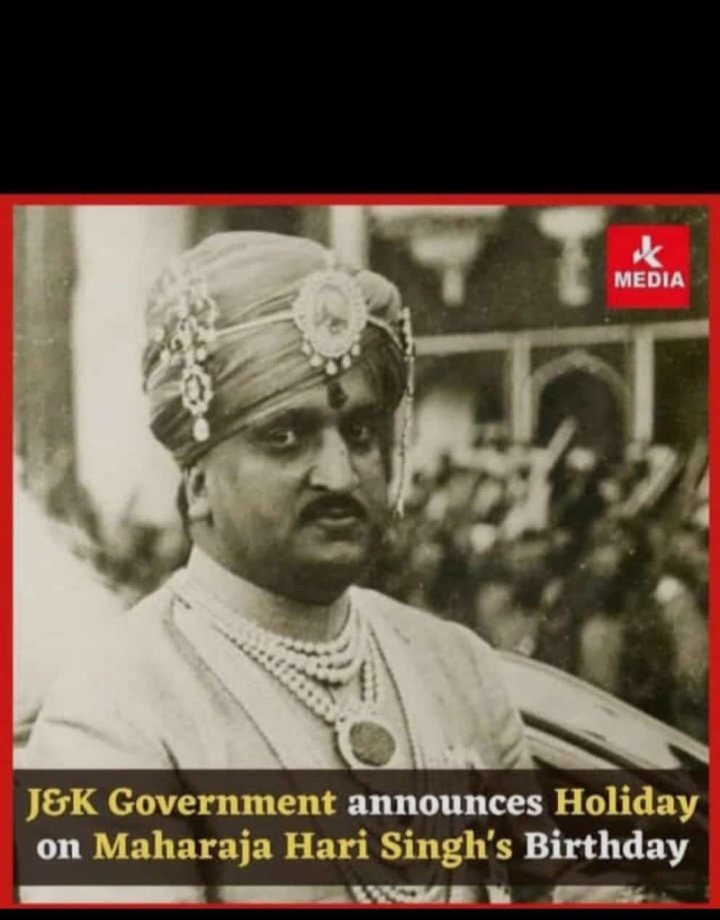 Vishali85707019's tweet photo. #MaharajaHariSingh
.
.
Finally government of  (j&amp;k)UT announce holiday on (23th of September) birth anniversary of Maharaja Hari singh.
He was the last Maharaja of princely state Jammu and Kashmir and now it become UT 
He played a great role in establishing the legacy of dogras https://t.co/MxCrxM58Rk