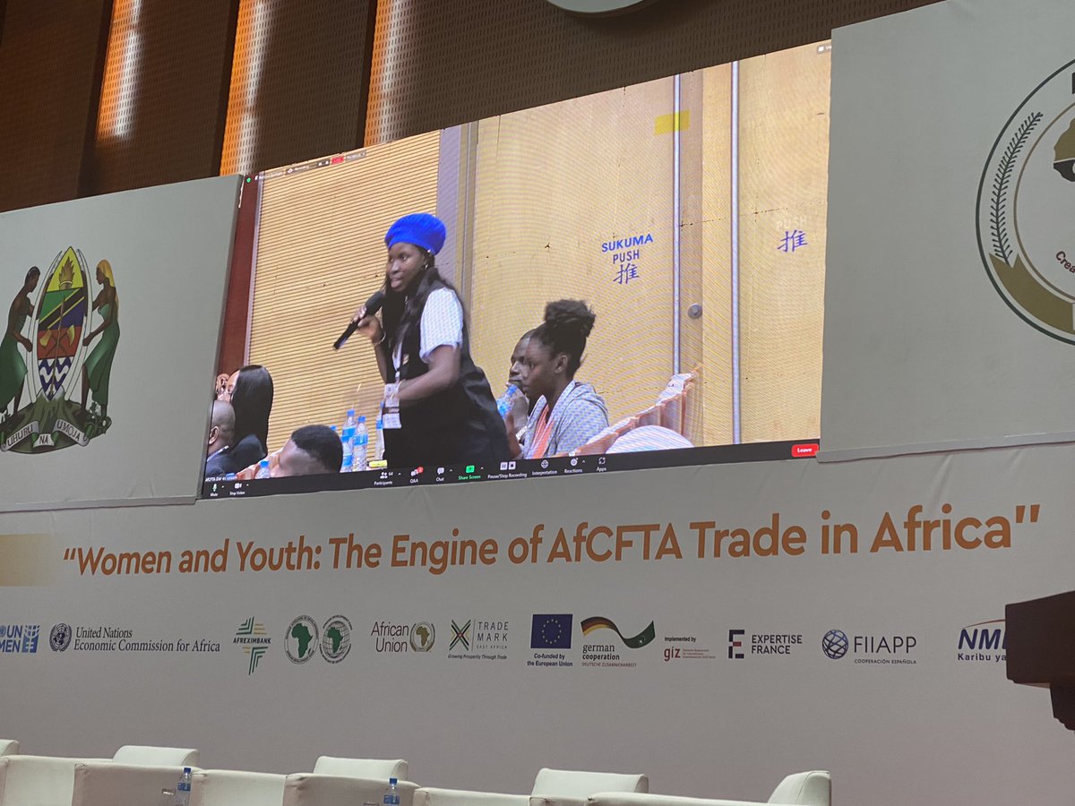 SACU_ES's tweet photo. The youth making their case &amp; raising challenges &amp; solutions to promote their effective participation @AfCFTA; being access to &amp; simplified information , financing vehicles for youth and women,enabling digital solutions &amp; regulation. @SACUSEC #youthempowerment #womenpower https://t.co/3ojgXbDN96