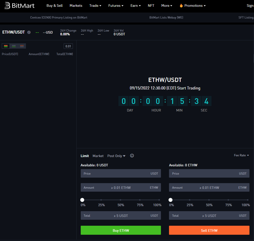 EthereumPoW's tweet photo. ETHW Spot Trading is already on FTX, ByBit, and BitMart. https://t.co/QuziVUGhbe