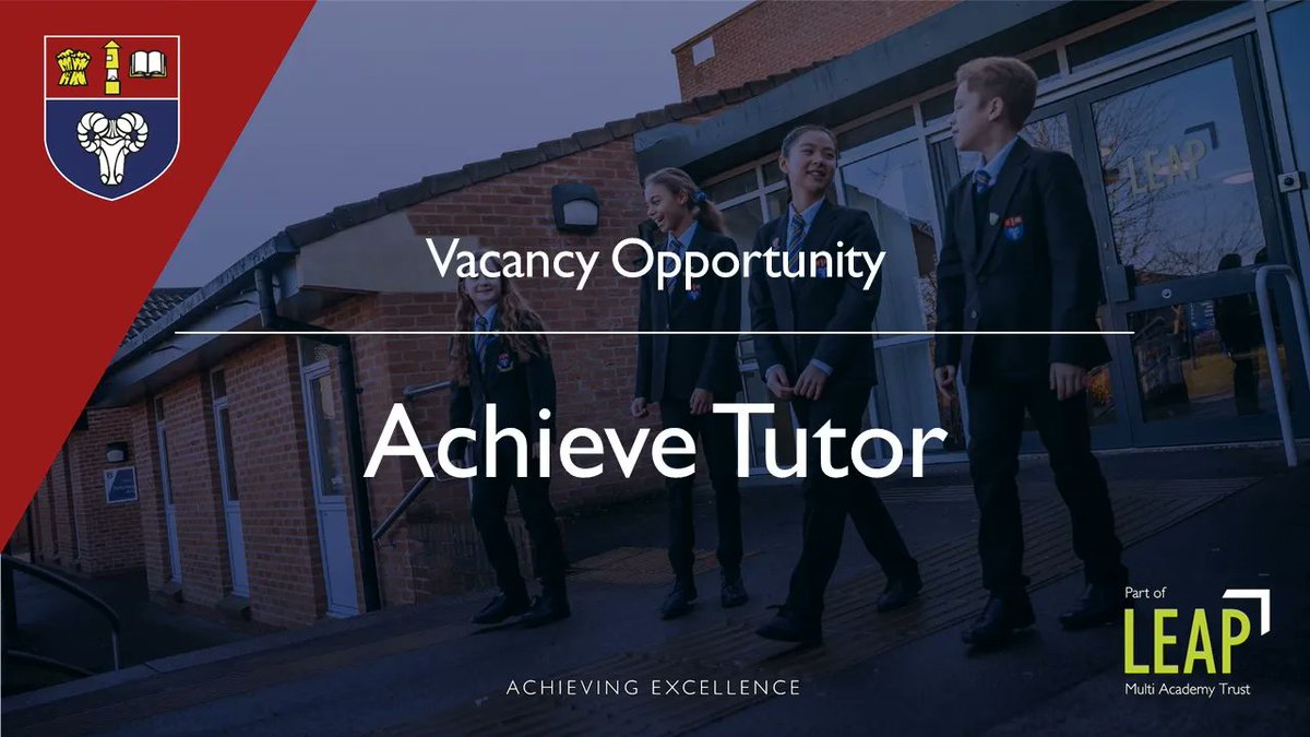 We have a great opportunity, here at Eckington, to join us a Achieve Tutor! Click the link below to find out more and apply 👇 🔗bit.ly/LEAPMAT-Vacanc… 📆Closing Date: Wednesday 21st September. #EduJobs #EduTwitter #Hiring