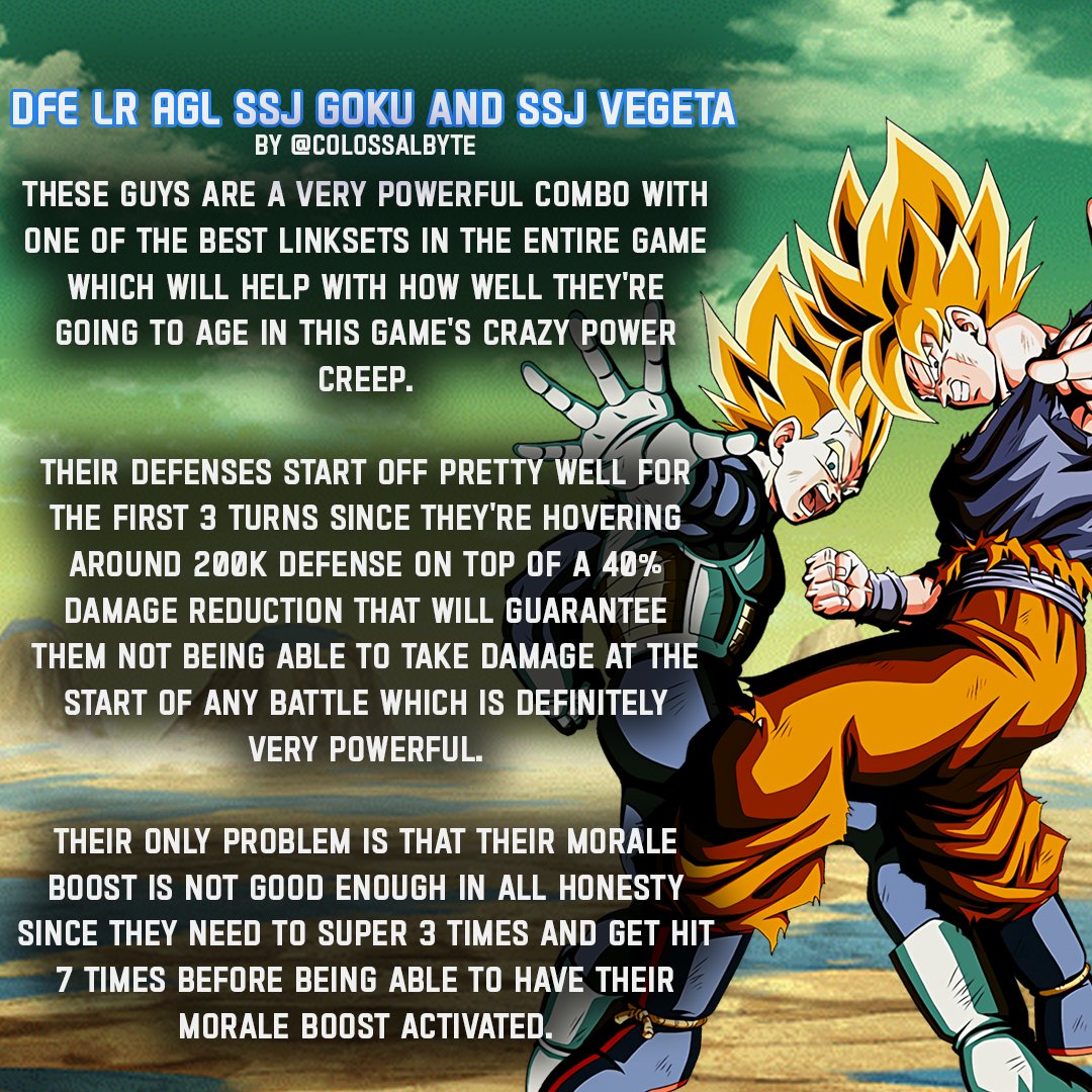 CollosalbyteG's tweet photo. DFE LR AGL SSJ Goku and SSJ Vegeta's team guide is here!
#dragonballlegends #dokkanbattle #dokkanbattlez #dragonballz #dragonballsuper #dokkantips https://t.co/UCh5qnNYnI