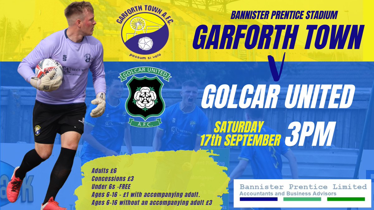 TheGarforthTown's tweet photo. We're back at the Bannister Prentice Stadium this Saturday, when we welcome @golcarunited 
There's no Leeds match at the weekend, so get your football fix with us ⚽

Bar and snack bar open all afternoon 🍻🌭☕

#NonLeague #lufc #garforth #leeds #groundhopping #ncel https://t.co/upHoTTIvvt