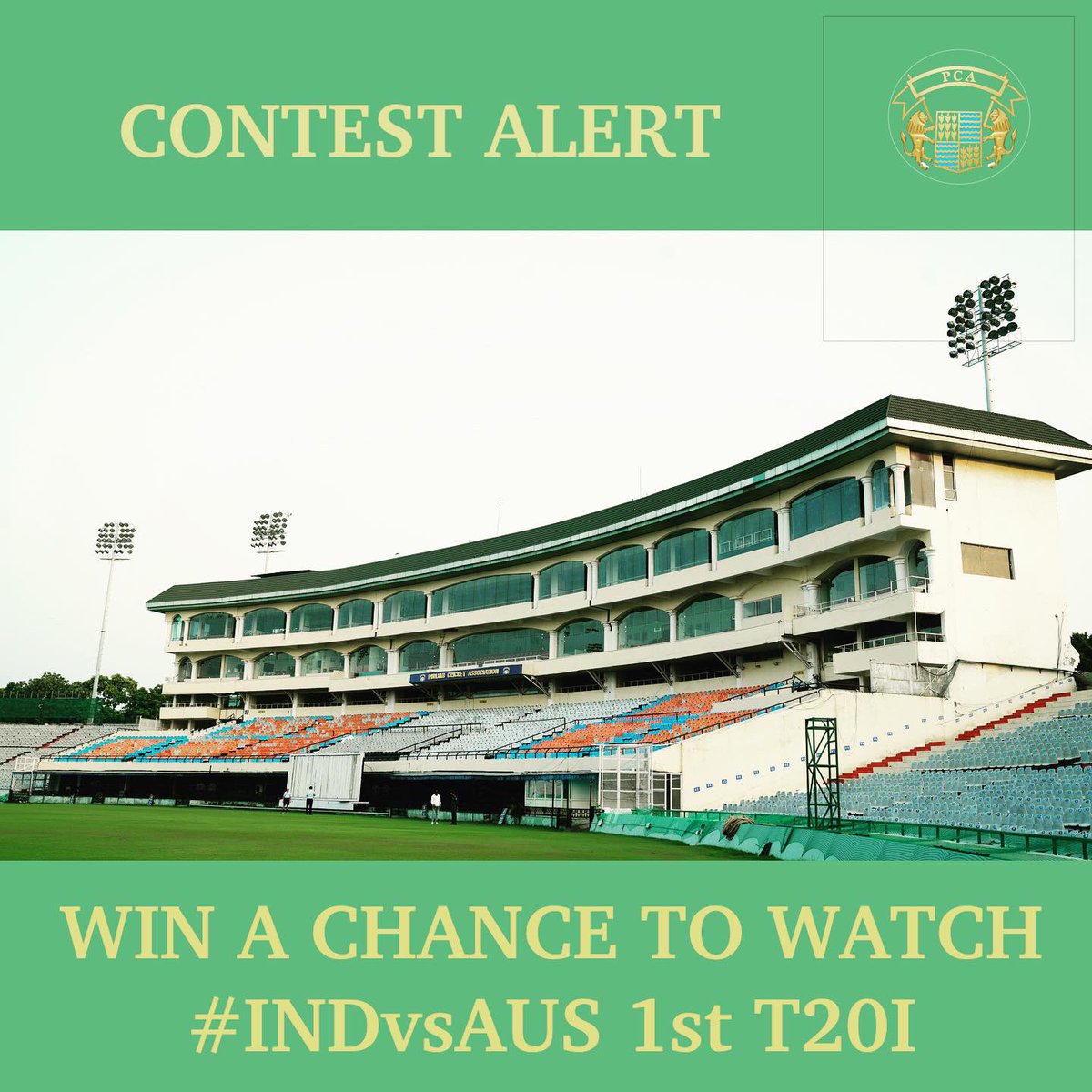pcacricket's tweet photo. Cricket is in you calling you to watch &amp; experience the game with fellow fans. This is your chance to win a ticket for #IndvsAus first T20I at PCA, Mohali.
All you have to do- 

#contestalert #giveawayalert #fans #TeamIndia #Indiafans #Punjabfans #cricketfans @gulzarchahal #India https://t.co/VykmNjNkdV