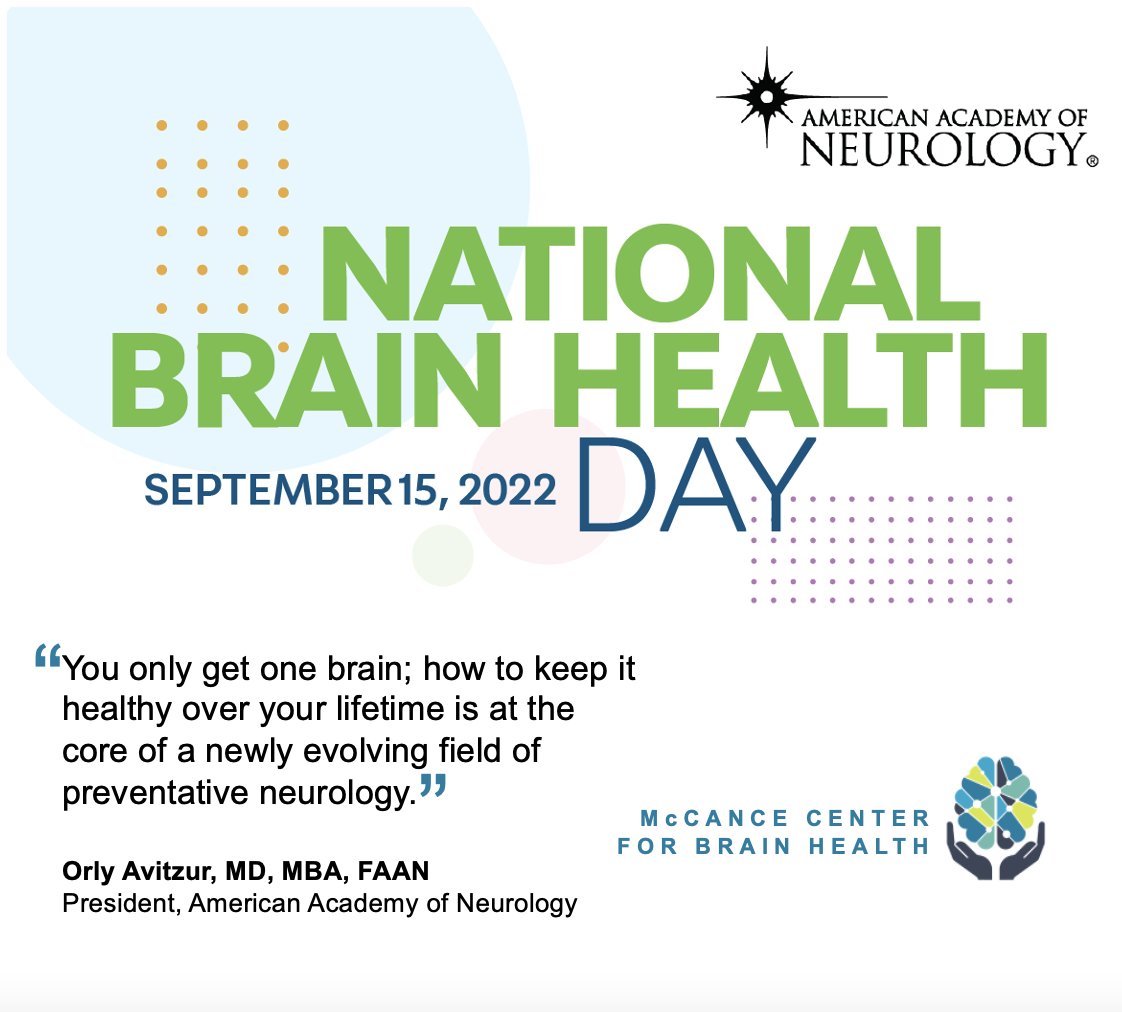 The #McCanceCenter at Mass General Hospital is pleased to join with @AANmember in recognizing #NationalBrainHealthDay for the first time. #braincarenow #brainhealth @MassGeneralNews @MGHNeuroSci @RosAndersonLab @MGHNeurology