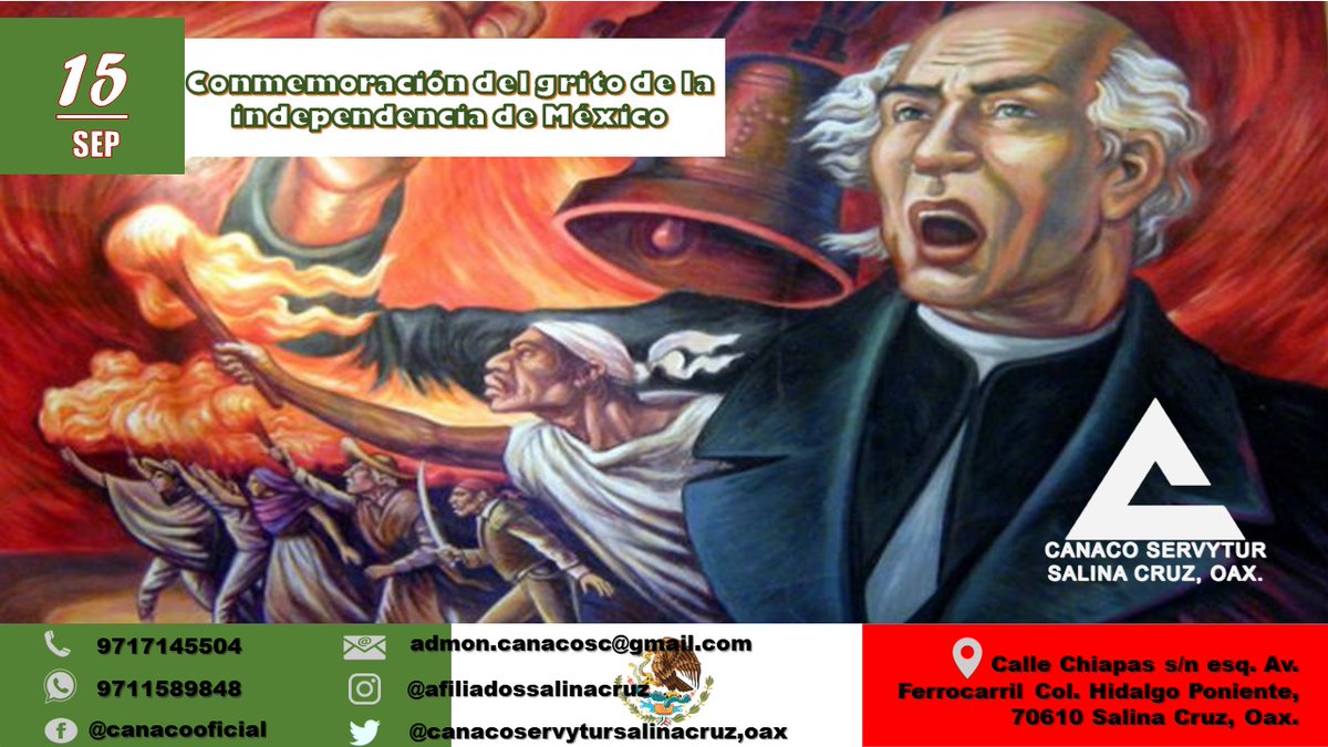 CanacoCruz's tweet photo. 𝟭𝟱 𝗱𝗲 𝗦𝗲𝗽𝘁𝗶𝗲𝗺𝗯𝗿𝗲 - 𝗖𝗼𝗻𝗺𝗲𝗺𝗼𝗿𝗮𝗰𝗶ó𝗻 𝗱𝗲𝗹 𝗴𝗿𝗶𝘁𝗼 𝗱���� 𝗹𝗮 𝗜𝗻𝗱𝗲𝗽𝗲𝗻𝗱𝗲𝗻𝗰𝗶𝗮 𝗱𝗲 𝗠é𝘅𝗶𝗰𝗼. 🇲🇽

#CANACOSERVYTURSALINACRUZ #afiliadoscanacoservytursalinacruz #15DeSeptiembre #Conmemoraciondelgritodelaindependenciademexico https://t.co/zyB0vG5Mgz