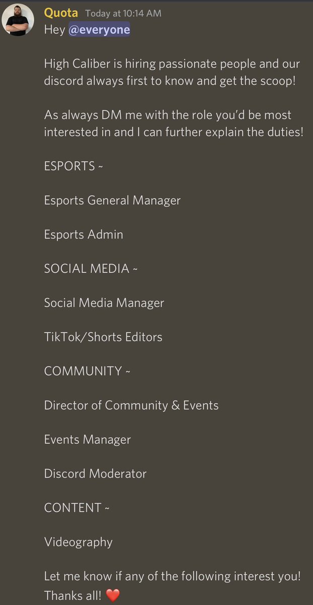 Hey all <a href="/HighCaliberGG/">High Caliber</a> is looking for those passionate people! 

DM me if any of you are interested, we are starting to turn the corner here pretty quick and need some extra hands!