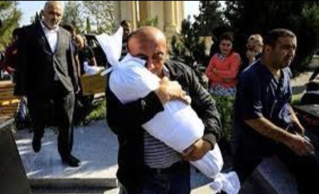 War is very scary, but the worst thing is the death of children💔💔 In 2020,Armenians bombed quiet cities outside the war zone, where innocent children died😣,and the world turned a blind eye to it. 
#StopArmenianAggression  
#KarabakhisAzerbaijan 
#StopArmenia
#StrongAzerbaijan
