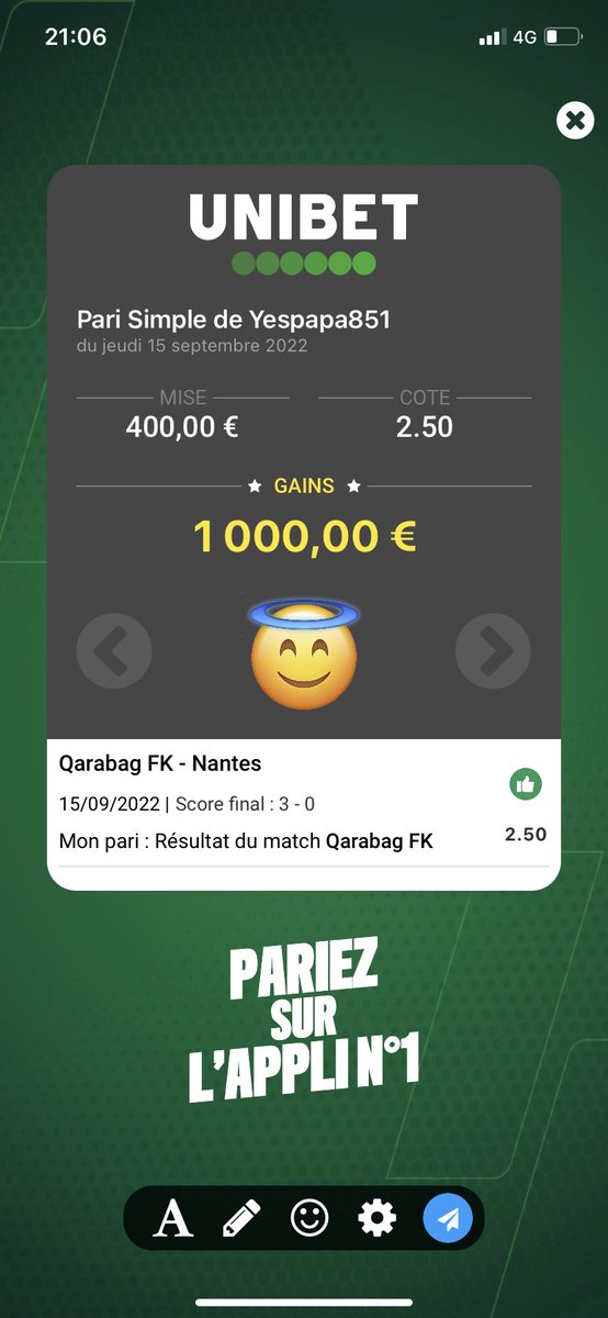Mrick85's tweet photo. Le cadeau 🎁 du jour  #nantes #EuropaLeague #TeamParieur  🎯✅✅🔥 https://t.co/StzN3hon0h