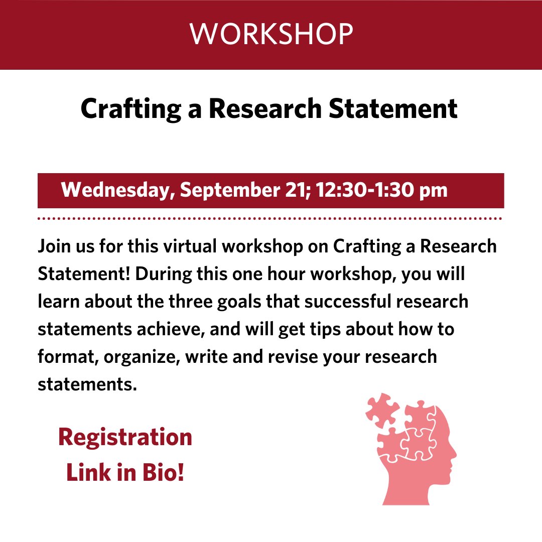 BU_PhDs's tweet photo. Join us on Zoom for a workshop where you will learn more about research statements and how to improve/write your own! 

The registration link will be included in our bio.

 #zoom #workshop #research #include #researchstatement #phd https://t.co/6A4uBEtQS0