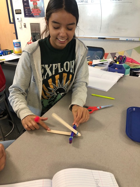 Building catapults in <a href="/tarahteaches/">Tarah Mendez</a> to understand the concepts of potential and kinetic energy. #engagement #WhateverItTakes <a href="/BurtonBulldogs/">Burton Middle School</a> <a href="/BurtonSchools/">Burton Schools</a>