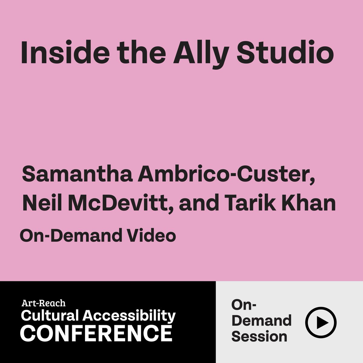 Meet our 2022 Cultural Access Awardees in our conference session, Inside the Ally Studio. Learn how they advocate for systemic change and increase access for people with disabilities through healthcare, services, and programs.
 
For more info visit art-reach.org/conference