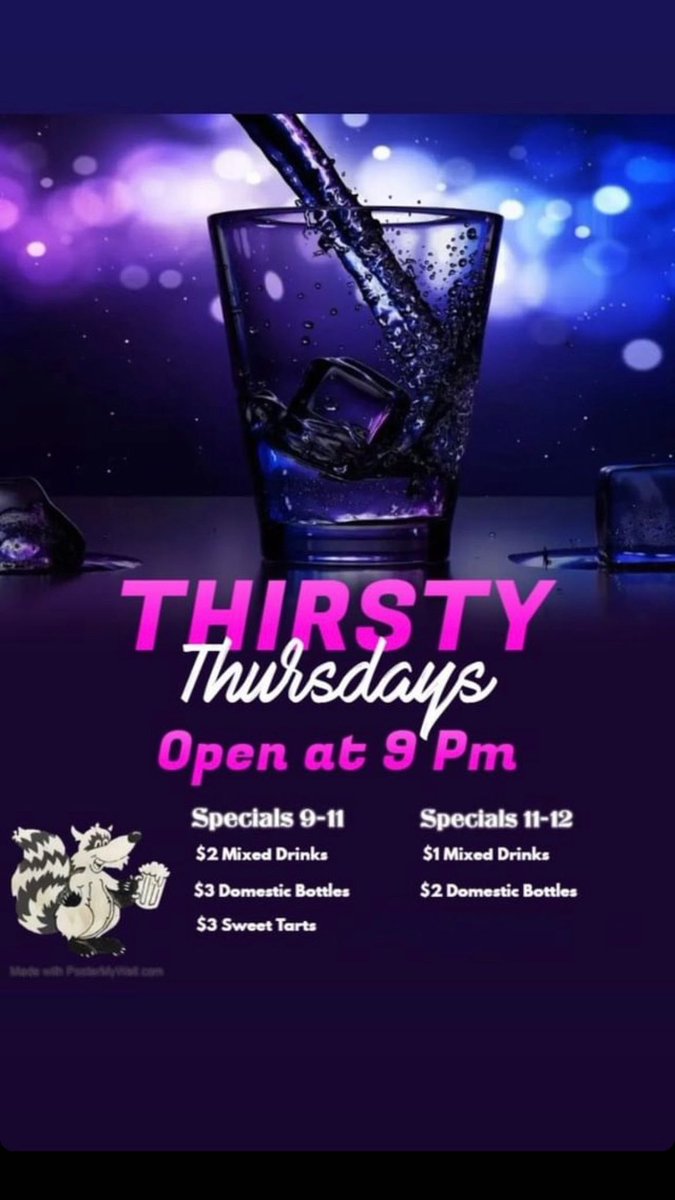 Thirsty Thursday at mutts 
No cover
Free pool