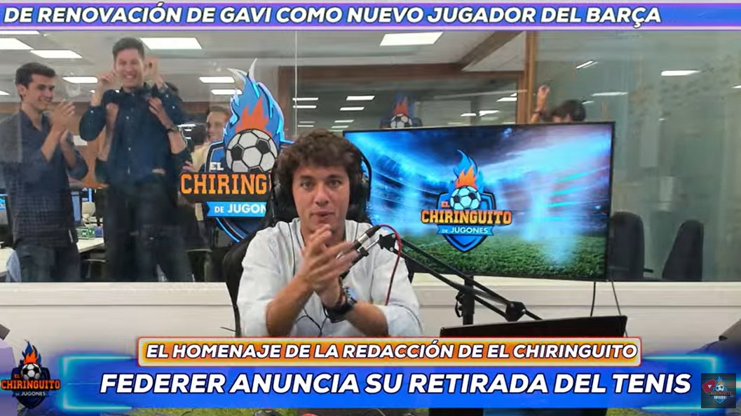 elchiringuitotv's tweet photo. 🎾🇨🇭 FEDERER se RETIRA.

👏 El aplauso de toda la redacción de @elchiringuitotv a una LEYENDA.

⬇️¡Vente a verlo en #SportPlus!
🔴 YT: https://t.co/0EEu5jKqeB
🔵 FB: https://t.co/gJXuMYfbEK
🟣 TW: https://t.co/D7dqcx24RY https://t.co/r1Nm0lwAQC
