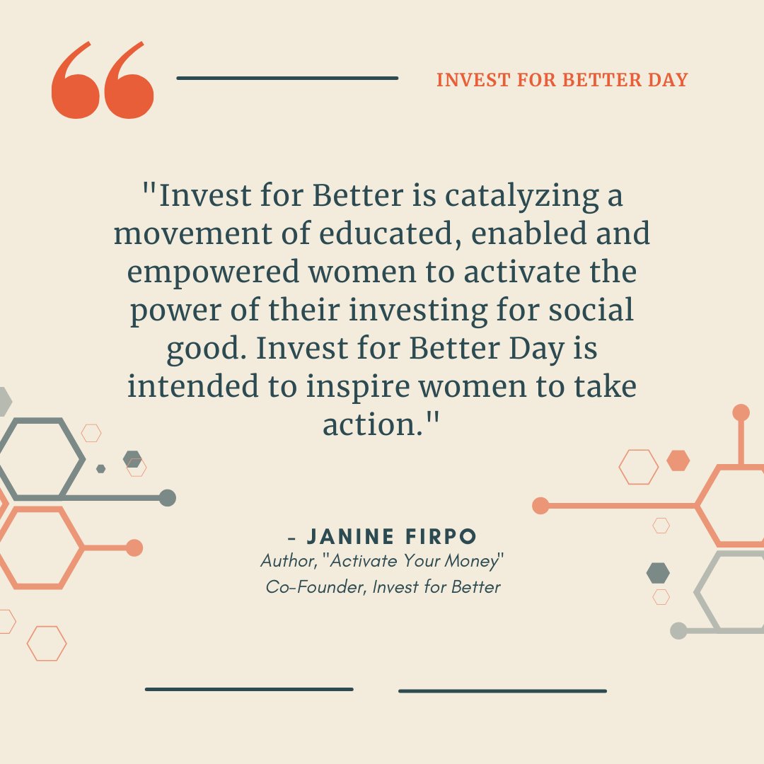 Join us today for our Day of Action! We’re celebrating #InvestforBetterDay with women everywhere taking small actions to invest our values. Learn more: tinyurl.com/ifbday2022
#investingtips #esg #sustainableliving #socialimpact #womensupportingwomen