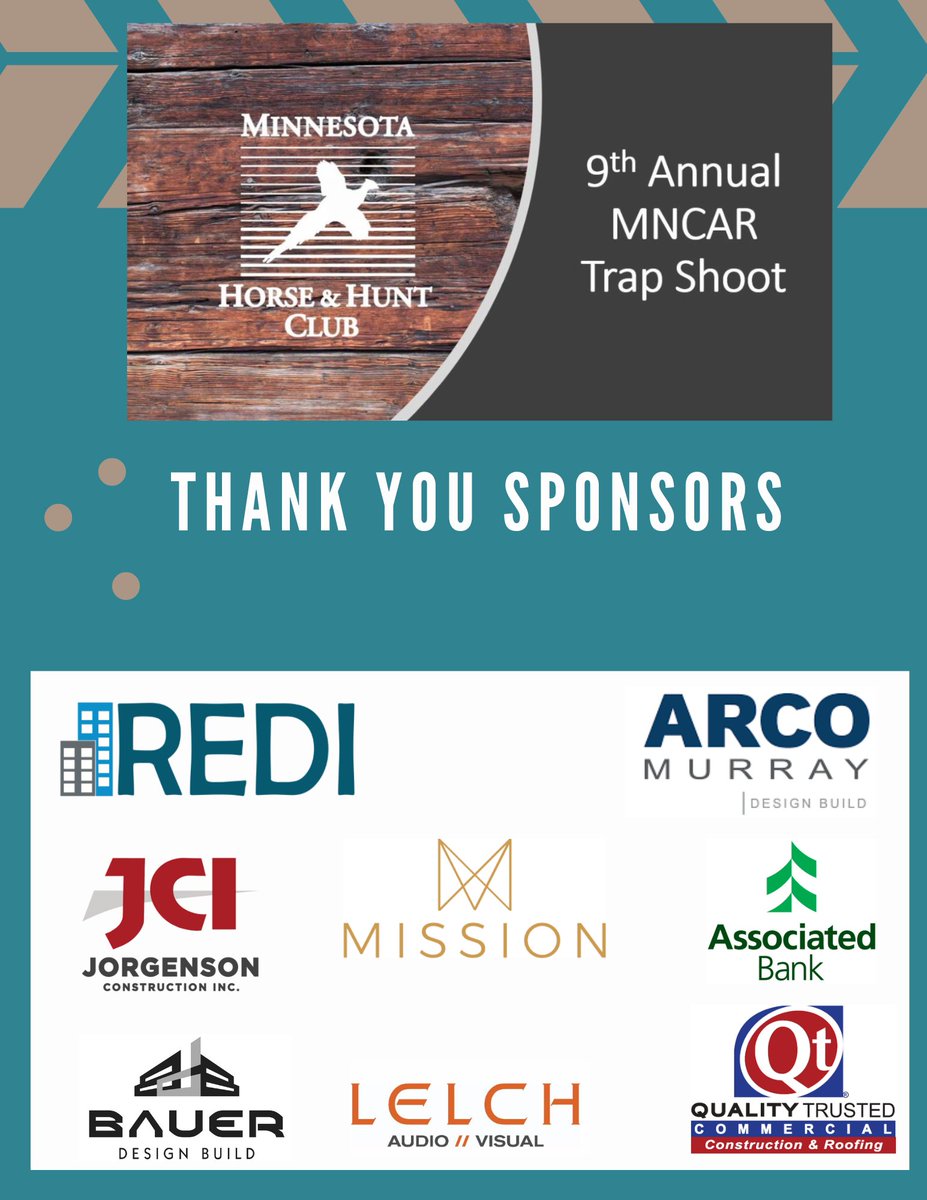 Thank you to our 9th Annual Trap Shoot Sponsors. Can't wait for another great event this afternoon.