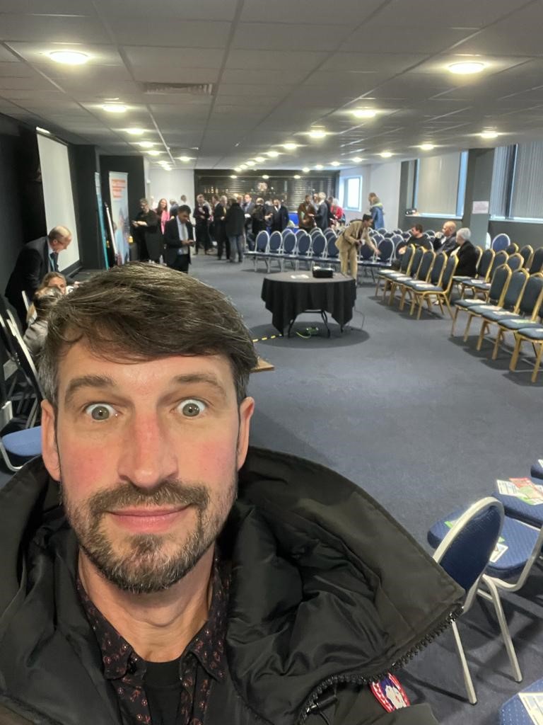 WheeldonGroup's tweet photo. James Wheeldon and Grahame Dunford at Oldham Athletics Football Club Sustainability Conference today. Well done representing Wheeldons and helping people understand more about recycling and SRF. Only 150 people and James Wheeldon feeling unprepared before! https://t.co/OuGsVaH5sE